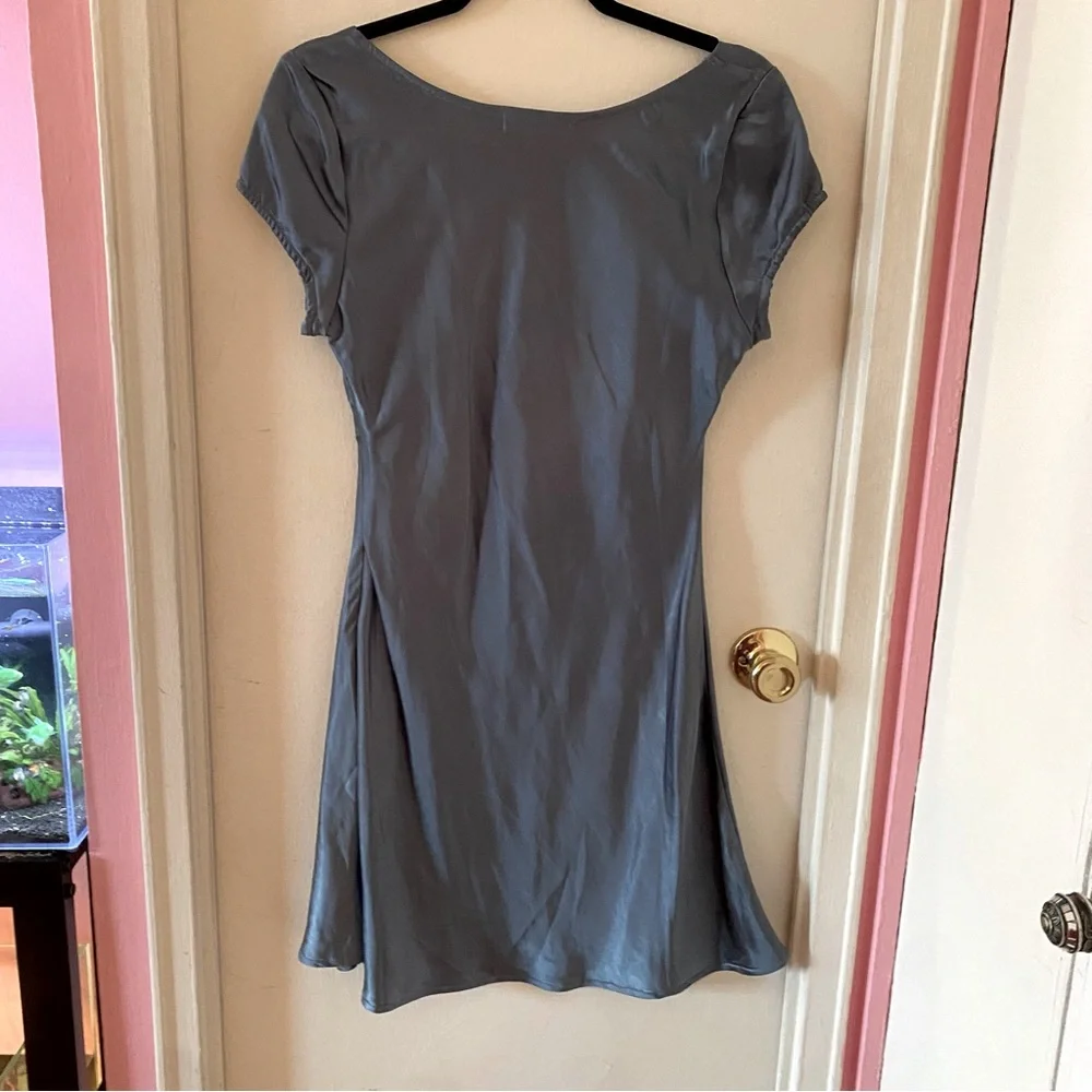 Motel Blue Satin Mini Dress - Picture 2 of 3